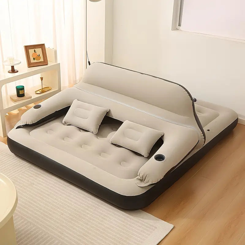 Inflatable Bed with Pump Headboard and Pillows