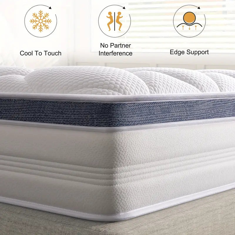25cm Medium-Firm Memory Foam, Silent Innerspring & Pocket Springs for Cool-Sleep