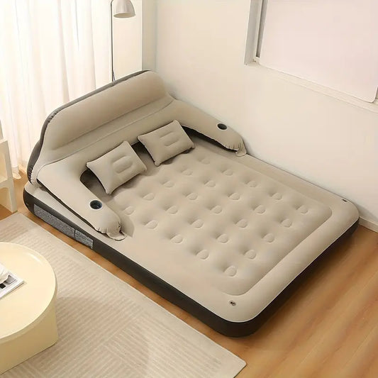 Inflatable Bed with Pump Headboard and Pillows